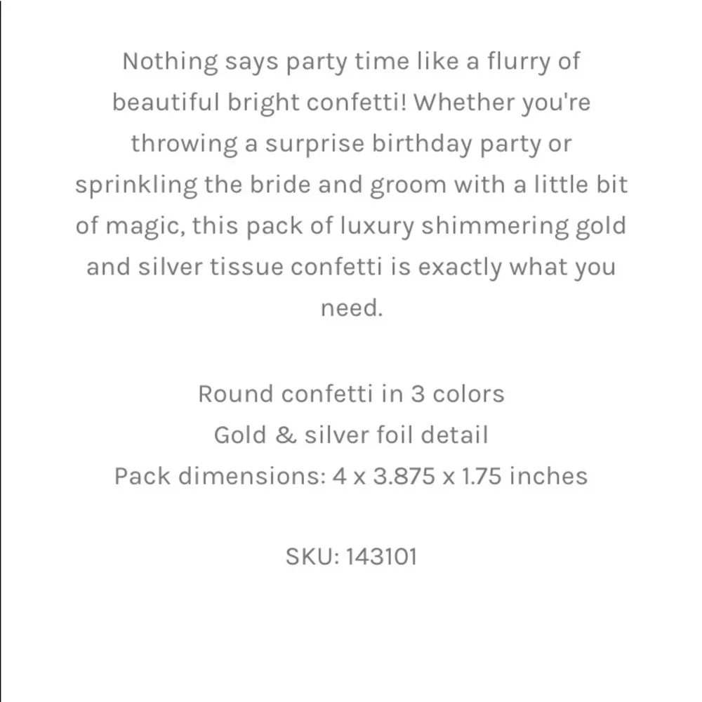 NWT Anthropologie Metallic Party Confetti 6 boxes